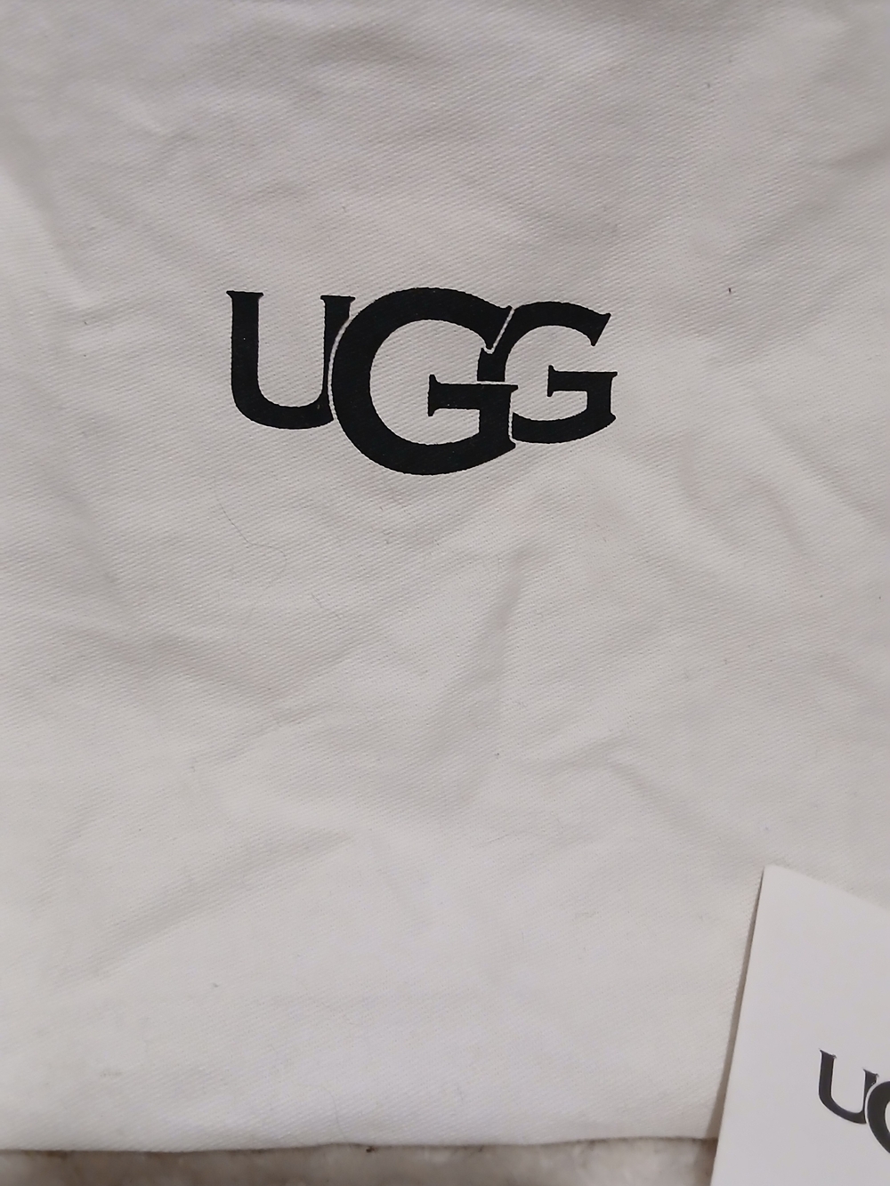UGG White Drawstring Dust Bag with Logo - Picture 2 of 2